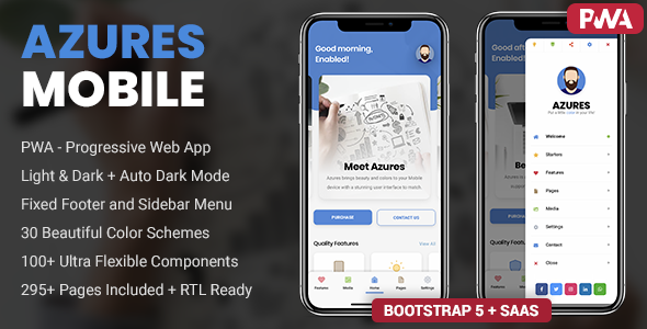 Azures Mobile Template & PWA - Mobile Site Templates