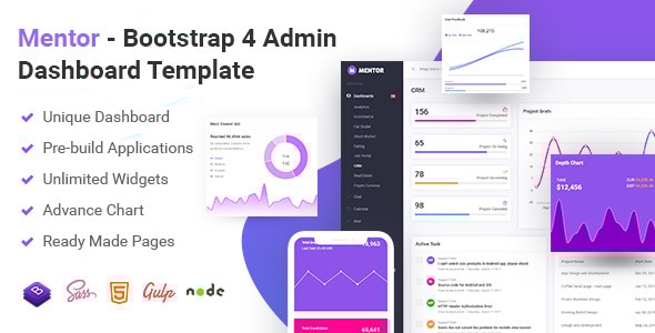 Mentor - Bootstrap 4 Admin Dashboard Template - Admin Templates Site Templates