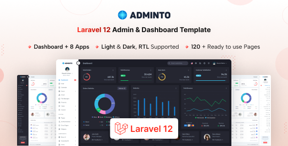 Adminto - Laravel 12 Admin & Dashboard Template - Admin Templates Site Templates