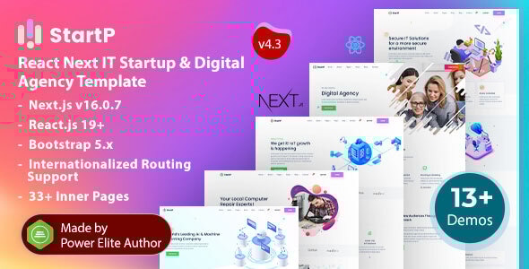 StartP - React Next.js 16 SaaS & Digital Agency Template for IT Startup - Business Corporate