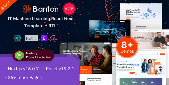 Bariton - React Nextjs 16 AI & Machine Learning Startup Template for IT Services - Business Corporate
