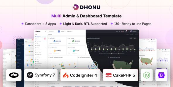 Dhonu - PHP, Symfony, CodeIgniter, CakePHP & NodeJs Admin Dashboard Template - Admin Templates Site Templates