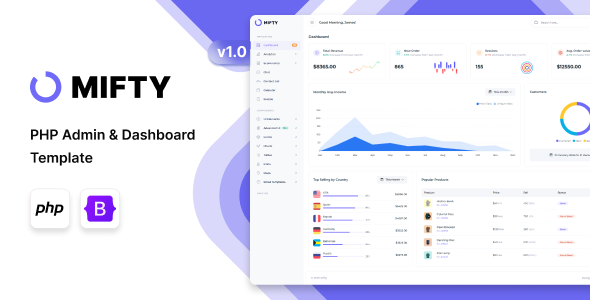 Mifty - PHP Admin & Dashboard Template - Admin Templates Site Templates