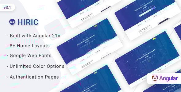 Hiric - Angular 21 Landing Page Template - Corporate Site Templates