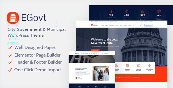 EGovt - City Government WordPress Theme - Political Nonprofit
