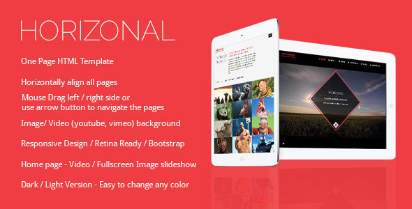 Horizonal Unique Creative OnePage Bootstrap HTML5 - Creative Site Templates