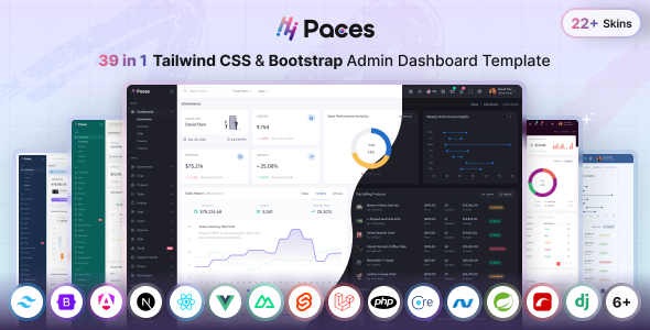 Paces - Multipurpose Tailwind CSS 4 & Bootstrap 5 Admin Dashboard Template - Admin Templates Site Templates