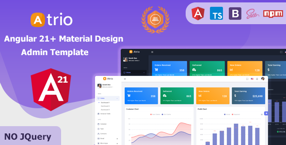 Atrio - Angular 21+ Material Design Admin Dashboard Template - Admin Templates Site Templates