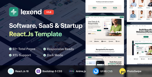 Lexend - Software, SaaS & Startup ReactJs Template - Technology Site Templates