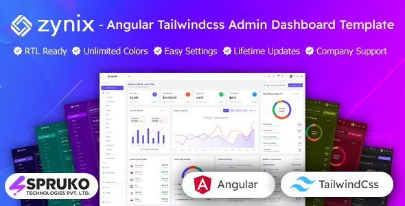 Zynix – Tailwind CSS Angular Admin Dashboard Template - Admin Templates Site Templates