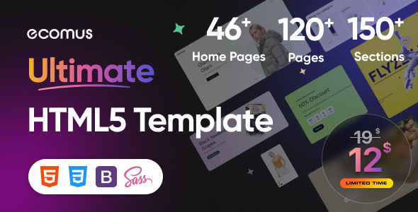 Ecomus Fashion eCommerce HTML, Bootstrap Template - Shopping Retail