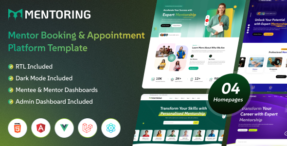 Mentoring - Mentor and Coaching Appointment Booking Template (React, Angular, Vue, Laravel, Angular) - Business Corporate