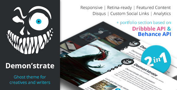 Demon'strate — Responsive Ghost Portfolio Theme - Ghost Themes Blogging