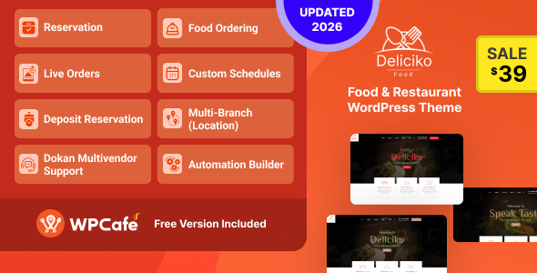 Deliciko - Restaurant WordPress Theme - Restaurants & Cafes Entertainment