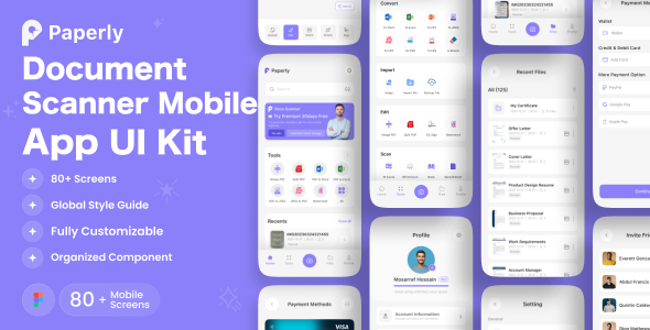 Paperly - Document Scanner Mobile UI Kit - Figma UI Templates