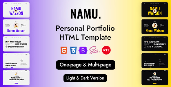 Namu - Personal Portfolio Template - Virtual Business Card Personal