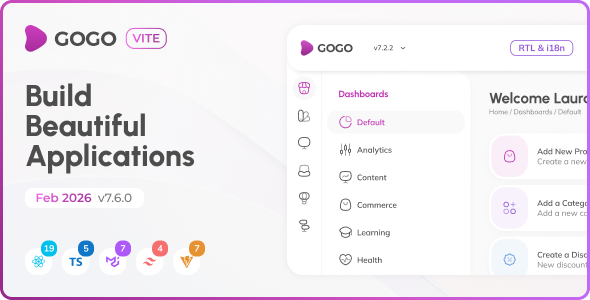 Gogo - Vite React Admin Dashboard (React 19) - Admin Templates Site Templates