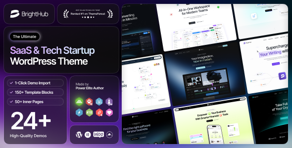 BrightHub - SaaS & Tech Startup WordPress Theme - Technology WordPress