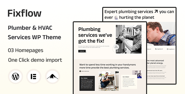 Fixflow - Plumber & Handyman WordPress Theme - Business Corporate