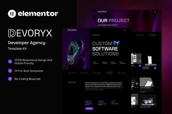 Devoryx - Developer Agency Elementor Template Kit - Business & Services Elementor