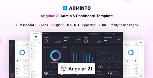 Adminto - Angular 21 Admin & Dashboard Template - Admin Templates Site Templates