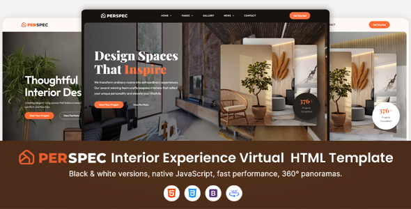 Perspec – Interior Virtual Experience HTML Template - Marketing Corporate