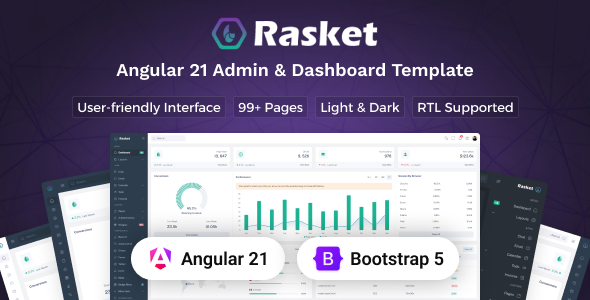 Rasket - Angular 21 Admin Dashboard Template - Admin Templates Site Templates