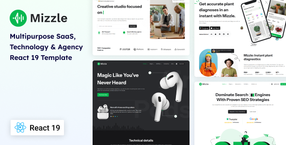 Mizzle - Multipurpose SaaS, Technology & Agency React 19 Template - Corporate Site Templates