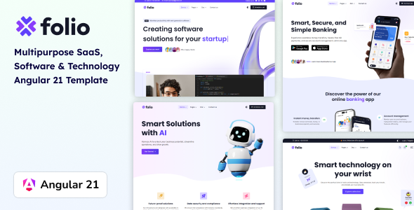 Folio - Multipurpose AI, SaaS, Software & Technology Angular 21 Template - Technology Site Templates