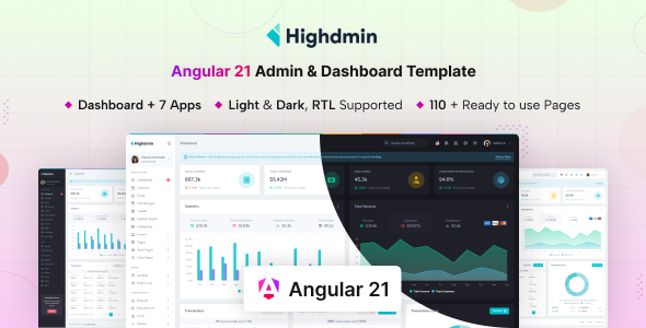 Highdmin - Angular 21 Admin & Dashboard Template - Admin Templates Site Templates
