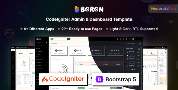 Boron - CodeIgniter Admin & Dashboard Template - Admin Templates Site Templates
