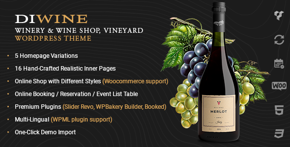 Diwine - Winery & Wine Shop, Vineyard WordPress Theme - Retail WordPress