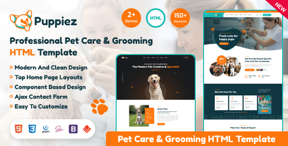 Puppiez - Pet Care & Grooming HTML Template