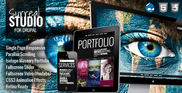 Surreal - One Page Parallax Drupal Theme - Creative Drupal