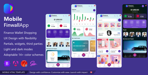 Finwallapp Finance Wallet Mobile HTML template Bootstrap 5 Angular 21 Framework7 - Mobile Site Templates