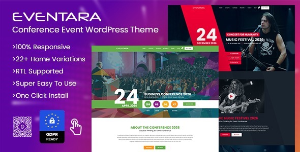 Eventara - Conference Event WordPress Theme - Events Entertainment