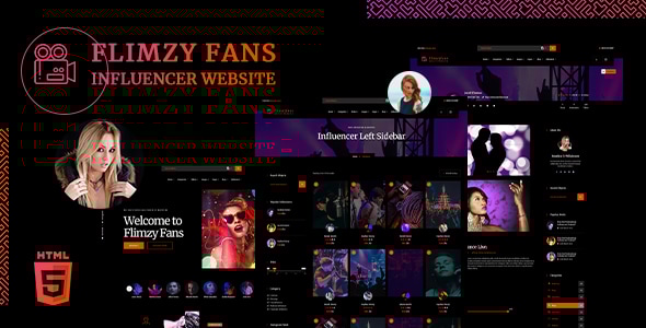 Flimzyfans Influencer Hub HTML5 Template - Creative Site Templates