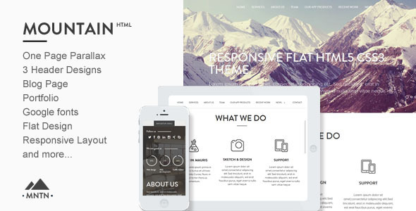 Mountain -One Page Parallax Html Template - Creative Site Templates