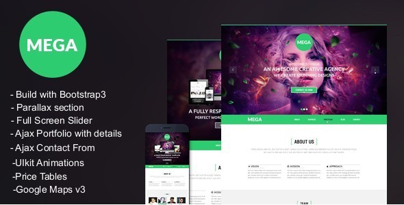 MEGA -Responsive onepage Parallax Template - Experimental Creative