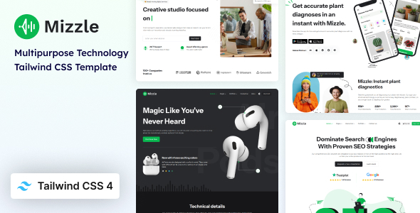 Mizzle - Technology & Corporate Tailwind CSS HTML Template