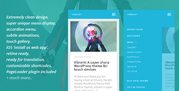 Vibrant: A Super Sharp WordPress Mobile Theme - Mobile WordPress