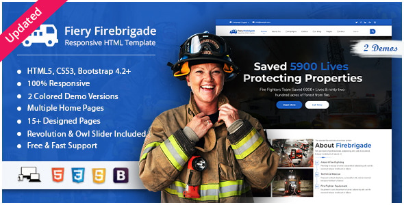Fiery - Fire Brigade Responsive HTML Template - Nonprofit Site Templates