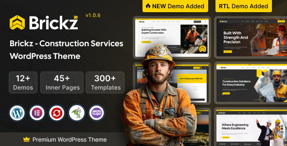 Brickz – Construction WordPress Theme - Business Corporate