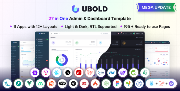 UBold - 27 in One Admin & Dashboard Template - Admin Templates Site Templates