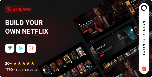 Streamit - Video Streaming Platform Admin Template (HTML, Vue, React, Laravel) - Film & TV Entertainment