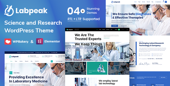 Labpeak | Laboratory & Science Research WordPress Theme + RTL with Appointments Booking - Business Corporate