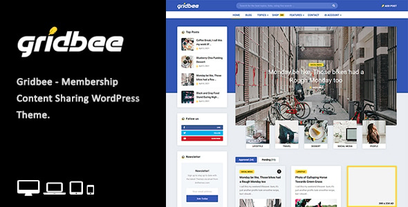 Gridbee - Content Sharing WordPress Theme - Personal Blog / Magazine