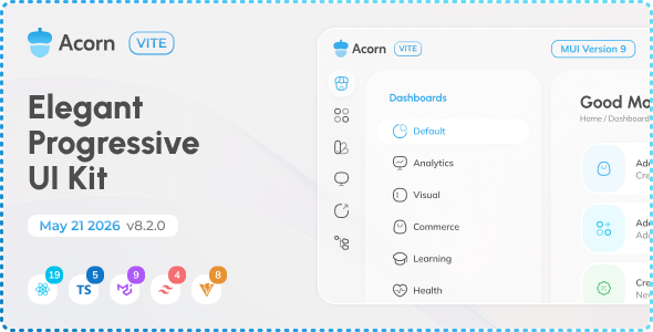 Acorn - Vite React Admin Dashboard (React 19) - Admin Templates Site Templates