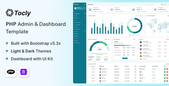 Tocly - PHP Admin & Dashboard Template - Admin Templates Site Templates