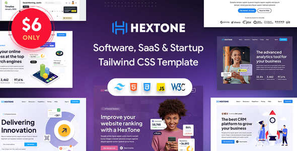 HexTone - Software, SaaS & Startup Tailwind CSS Template - Technology Site Templates